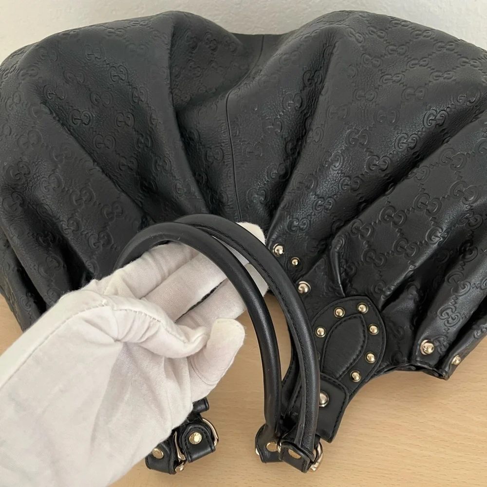 Gucci Guccissima Studded Leather Pelham Shoulder Bag Ltd Ed Rare 1990